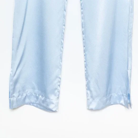 Sablyn Light Blue Silk Wide-Leg Button Fly Pants – Sample Style — Size XS